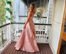 Alex Perry Amelia Ball Gown Peach Metallic Size 6 for rent on The Volte - image 1