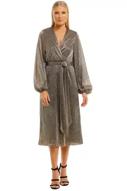 Rebecca Vallance Rivero LS Midi Dress Gold Size 10 for rent on The Volte - image 1