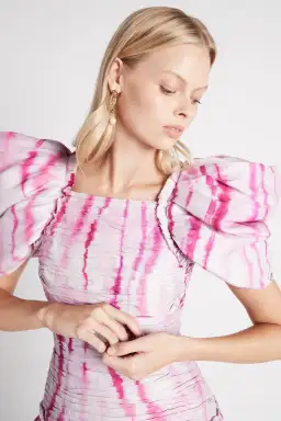Aje Introspect Mini Dress Pink Ripple Tie Dye Print Size AU 12 for rent on The Volte - image 1