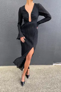 Suboo Crystal V Neck Maxi Dress Black Size M/AU 10 for rent on The Volte - image 2