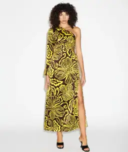 Lover Solana Silk One Shoulder Cut Outs Midi Dress Size AU 12  for rent on The Volte - image 1