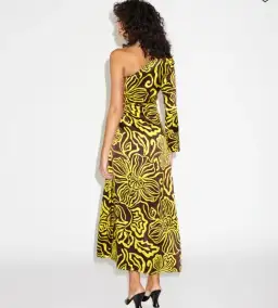 Lover Solana Silk One Shoulder Cut Outs Midi Dress Size AU 12  for rent on The Volte - image 2