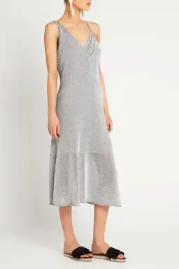 Sass & Bide Liquid Metal Knit Midi Dress Silver Size 8 for rent on The Volte - image 1