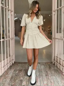 By Nicola Limoncello Mini Dress Cream Size 12 for rent on The Volte - image 1