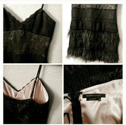 BCBGMAXAZRIA Lace and Ostrich Feather Flapper Style size 6