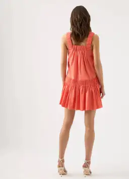 Aje Cecilia Smock Mini Dress in Coral Peach Size AU 14