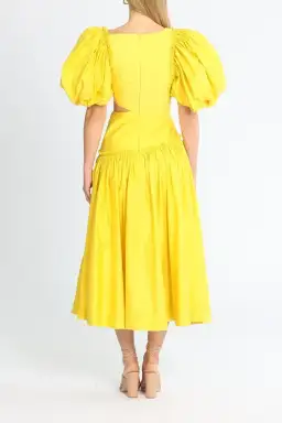 Aje Chateau Cut Out Midi Dress Yellow Size AU 10 for rent on The Volte - image 3