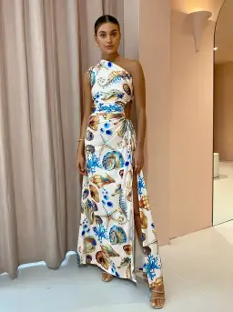 Sonya Moda Nour Seashell Maxi Dress Print Size 12 / L