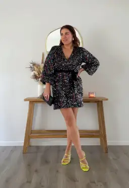 Sheike Xanadu Mini Dress Black Multi Size 14 for rent on The Volte - image 1