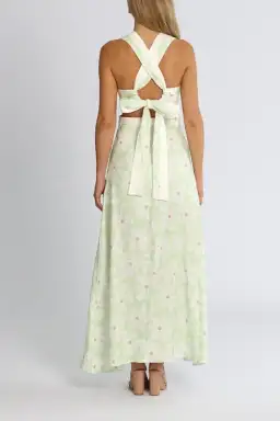 By Johnny Fleur Tie Back Midi Dress Green Floral Size 12 for rent on The Volte - image 3