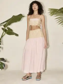 Alemais Anthea Tie Back Crop And Broderie Skirt Set Pink Size AU 14  for rent on The Volte - image 2