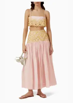 Alemais Anthea Tie Back Crop And Broderie Skirt Set Pink Size AU 14  for rent on The Volte - image 1