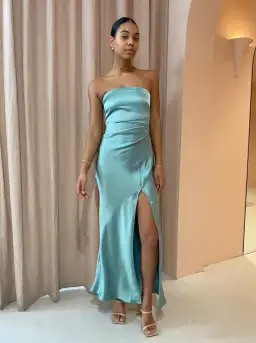 Bec & Bridge Symone Strapless Dress Moss Green Size 6 for rent on The Volte - image 1