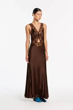 Sir the Label Aries Cut Out Gown Chocolate Size 0P / AU 6
