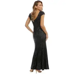 L'amour Karla Sequin Gown Black Size 18 for rent on The Volte - image 2
