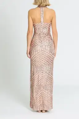 L'amour Diana Halter Gown Blush Rose Gold Size AU 18 for rent on The Volte - image 3