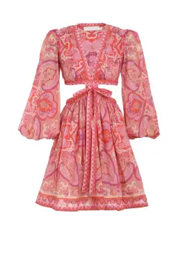 Zimmermann Halcyon Tie Front Mini Dress Pink Size 1 / AU 10 for rent on The Volte - image 2