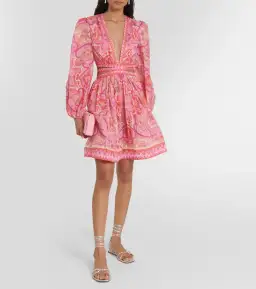 Zimmermann Halcyon Tie Front Mini Dress Pink Size 1 / AU 10 for rent on The Volte - image 1
