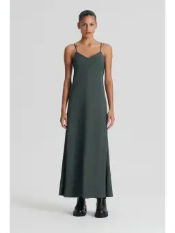 Scanlan Theodore Powdered Viscose Slip Dress in Safari Size AU 6  for rent on The Volte - image 1