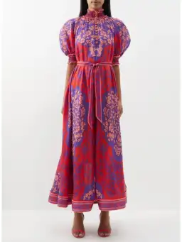 Zimmermann Raie Swing Maxi Dress Purple Red Floral Size AU 12