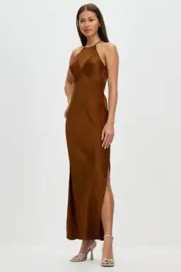Sass & Bide Occasional Mix Dress Brown Size 16 for rent on The Volte - image 1