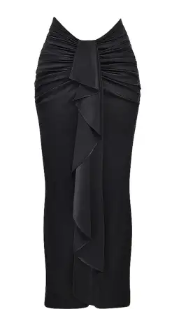 House of CB Arla Draped Silk Maxi Skirt Black Size XS/S for rent on The Volte - image 3