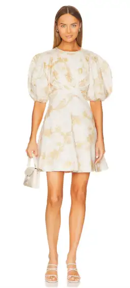Zimmermann Wrap Mini Dress in Keira Tan Size 0 / AU 8 for rent on The Volte - image 1