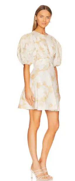 Zimmermann Wrap Mini Dress in Keira Tan Size 0 / AU 8 for rent on The Volte - image 2