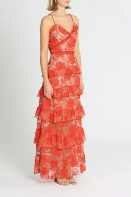 Nicholas Rosie Lace Tiered Gown Red Size 10 for rent on The Volte - image 3