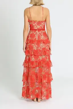 Nicholas Rosie Lace Tiered Gown Red Size 10 for rent on The Volte - image 4