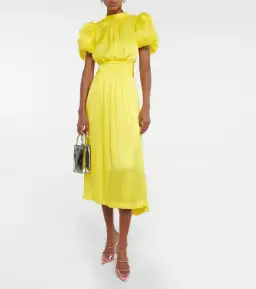 Rotate By Birger Christensen Heavy Satin Midi Dress Blazing Yellow Size 10 for rent on The Volte - image 1