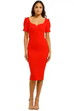 Pasduchas Cascade Sleeve Midi Dress Poppy Red Size 14 for rent on The Volte - image 1