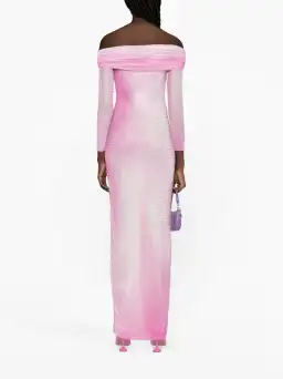 Self Portrait Crystal-Embellished Contour-Print Dress Pink Size 8 for rent on The Volte - image 2