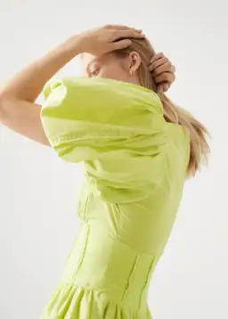 Aje Gianna Puff Sleeve Mini Dress Light Lemon Size 8 for rent on The Volte - image 2