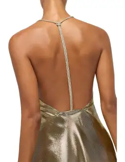 Michael Lo Sordo Nicole Drape Bias Mini Dress Gold Size 8 for rent on The Volte - image 5