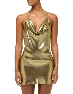 Michael Lo Sordo Nicole Drape Bias Mini Dress Gold Size 8 for rent on The Volte - image 3