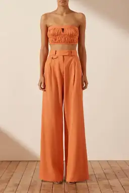 Shona Joy Sara Tailored Wide Leg Pant & Strapless Bustier Orange Size AU 10 for rent on The Volte - image 1