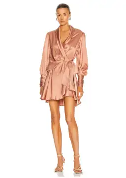 Zimmermann Silk Wrap Mini Dress Pink Size 8