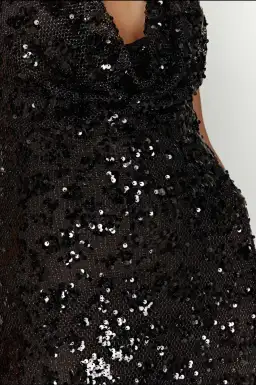 Meshki Nicola Plunge Neck Sequin Maxi Black Size M/AU 10 for rent on The Volte - image 6