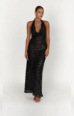 Meshki Nicola Plunge Neck Sequin Maxi Black Size M/AU 10 for rent on The Volte - image 1