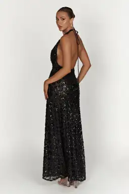 Meshki Nicola Plunge Neck Sequin Maxi Black Size M/AU 10 for rent on The Volte - image 3