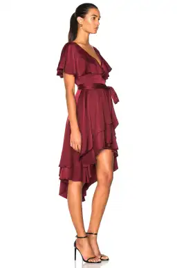 Zimmermann Wrap High Low Midi Dress Burgundy Size 8 for rent on The Volte - image 2