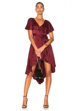 Zimmermann Wrap High Low Midi Dress Burgundy Size 8 for rent on The Volte - image 1