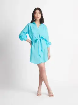 Sheike Envy Shirt Mini Dress Blue Size 14