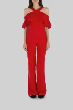 Carla Zampatti Crepe La Vie Boheme Jumpsuit Ruby Size 10 for rent on The Volte - image 1