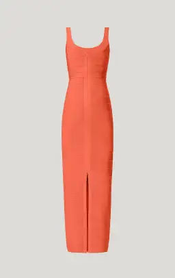 Herve Leger Round Neck Gown Coral Size XS / AU 6 for rent on The Volte - image 5