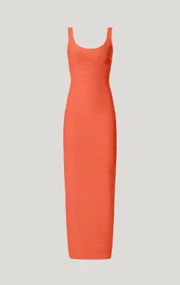 Herve Leger Round Neck Gown Coral Size XS / AU 6 for rent on The Volte - image 4