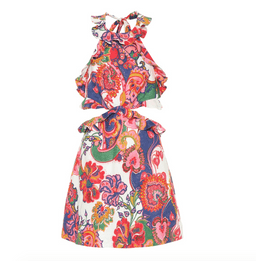 Zimmermann The Lovestruck Tie Back Mini Natural Paisley Floral Size 1 (Aus 10)