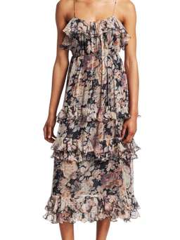 Zimmermann Tempest Frolic Tier Dress Pink Floral Size 8 for rent on The Volte - image 1