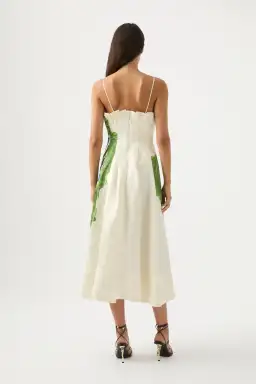 Aje Paradiso Green Floral Cinched Midi Dress Native Gumnut Floral Size 14 for rent on The Volte - image 2